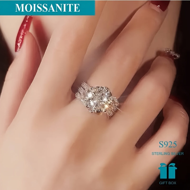 Silvery Ring with Mozambique Stone Engagement Wedding Jewelry