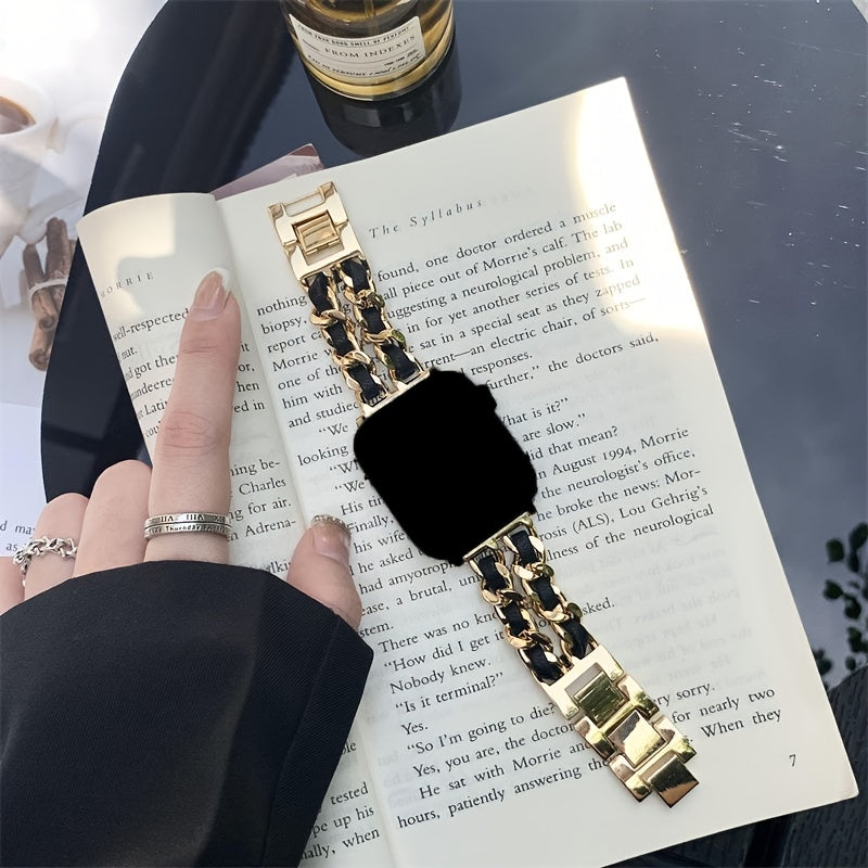 Small Metal Stitched Watch Band Compatible with Apple Watch 38mm 40mm 41mm 42mm 44mm 45mm 46mm 49mm