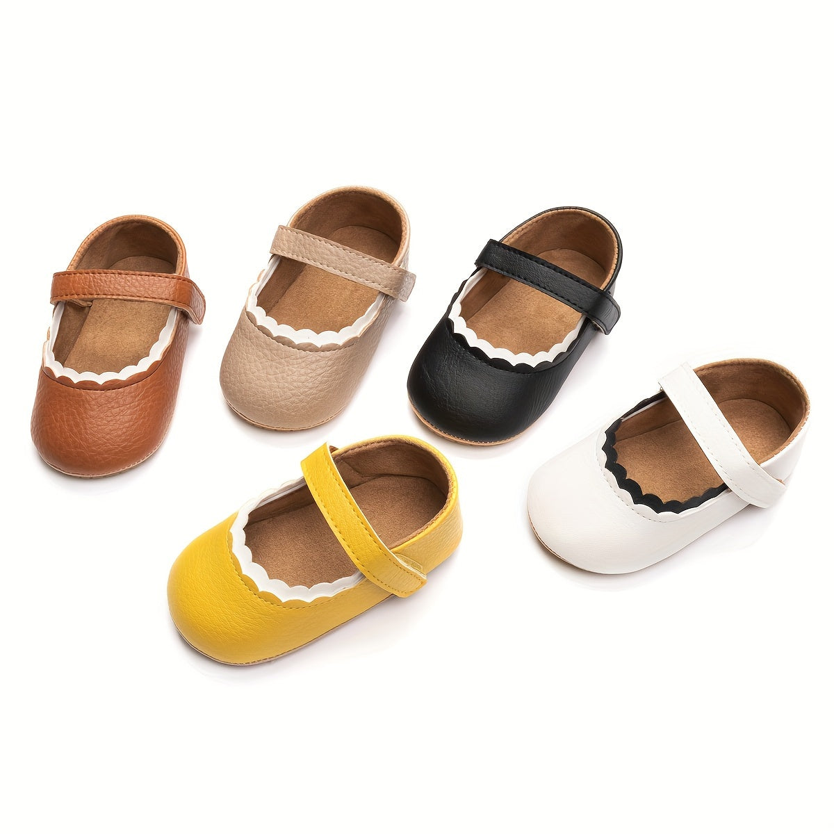Baby Girl Mary Jane Flats Solid Color All-Season PU Non-Slip Casual Formal Shoes