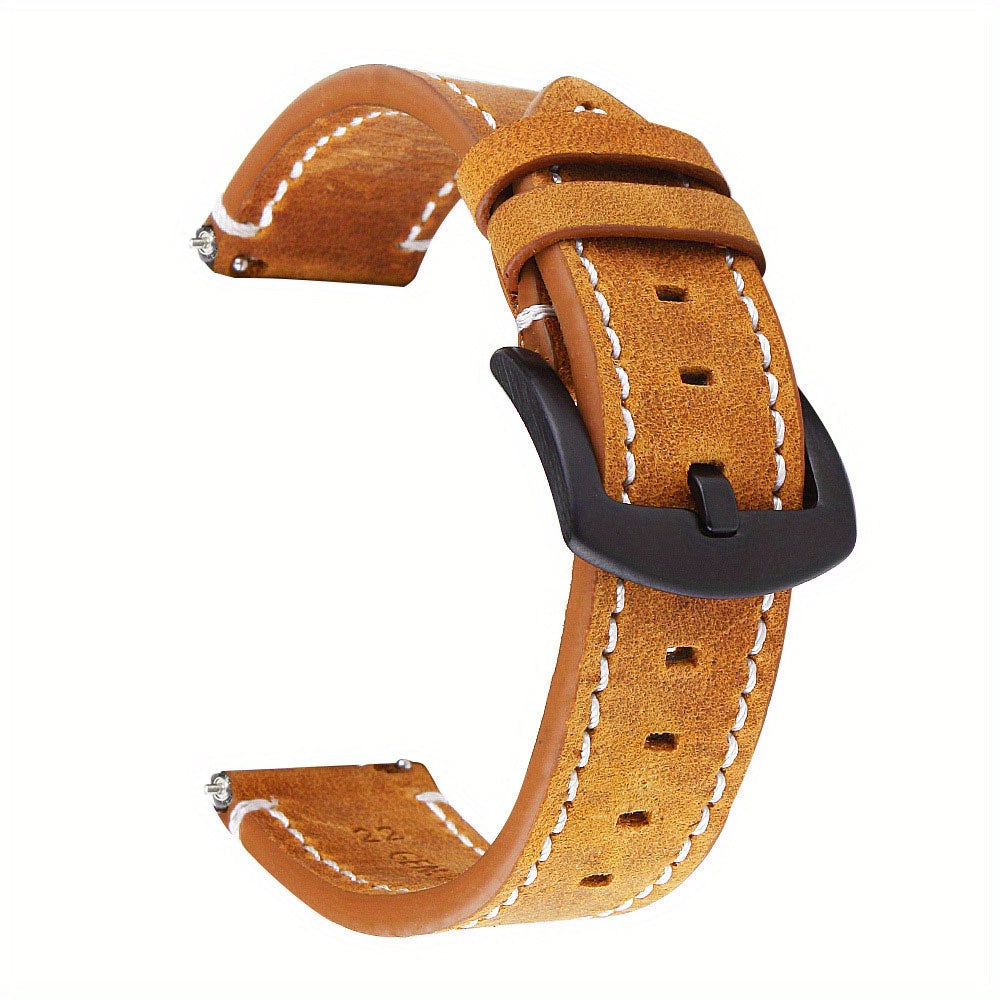 Retro Cow Leather Watch Band 20mm 22mm 24mm with Quick Release Buckle