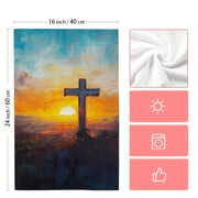 2 Pieces Ultra Soft Kitchen Towels Easter Sunrise Oil Painting Style Absorbent Dish Hand Towels