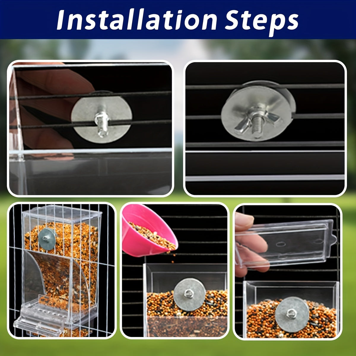 1 Автоматическая кормушка ClearView для попугаев, канареек, корелл и зябликов - Прозрачная, без проливов, без беспорядка, из прочного пластика, легкая сборка, не требует электричества