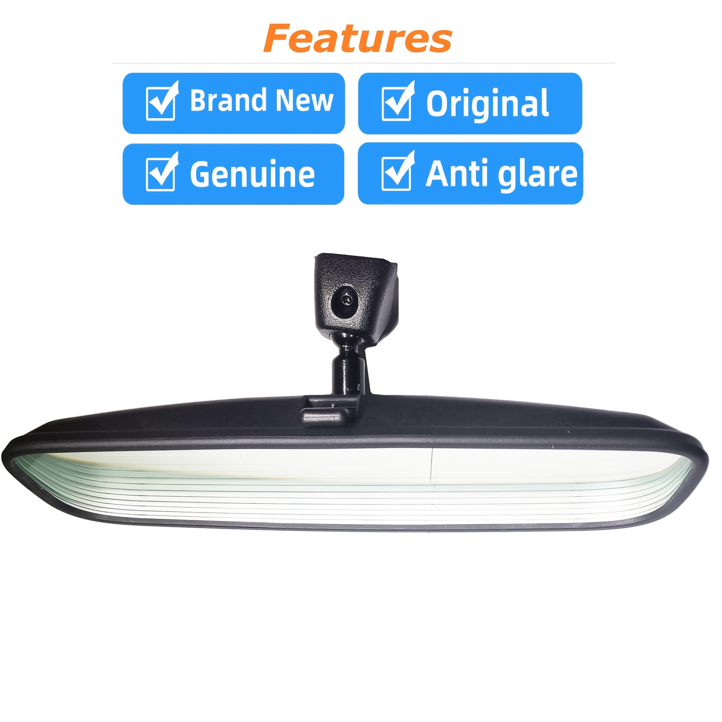 Rearview Mirror Oval Glass Lens Black Frame for Sedan SUV 2011-2015