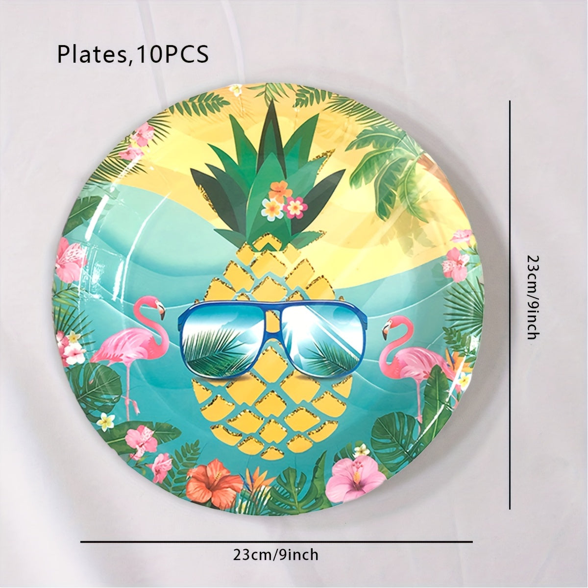 Platos, vasos y servilletas desechables de fiesta de piña temática de frutas tropicales