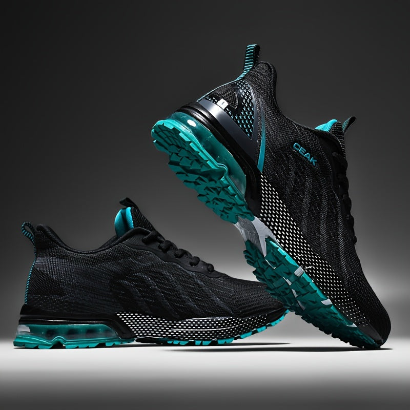 Usmonli qora va qizil erkaklar uchun plus o'lchamdagi sport yugurish poyafzallari, nafas oladigan to'qilgan yuqori qismi, mustahkam EVA/TPR tagligi va ochiq havoda, tasodifiy va yugurish faoliyatlari uchun qulay bog'ichli dizayni bilan.