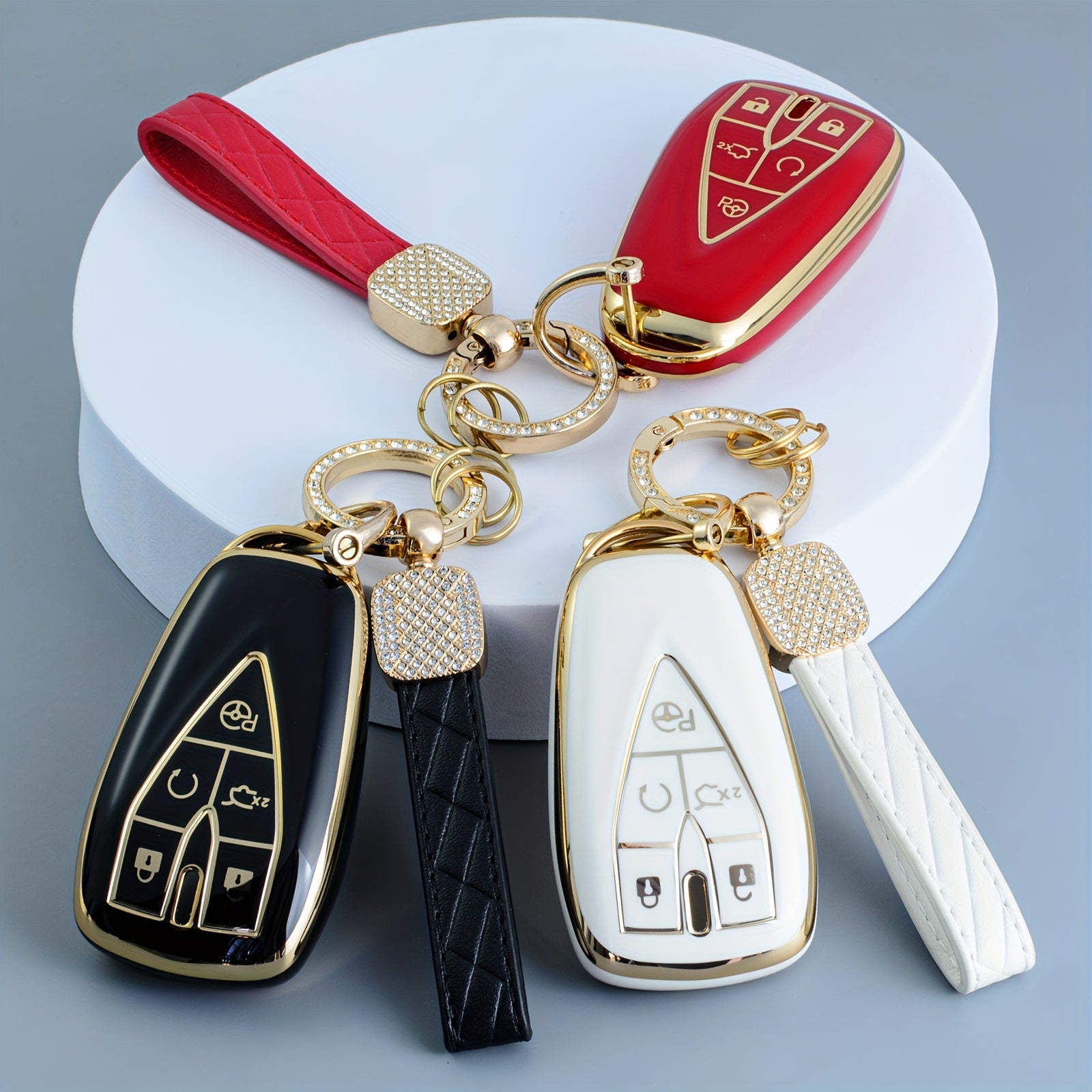 Universal TPU Key Fob Cover Black and Gold Durable Waterproof Car Key Protector