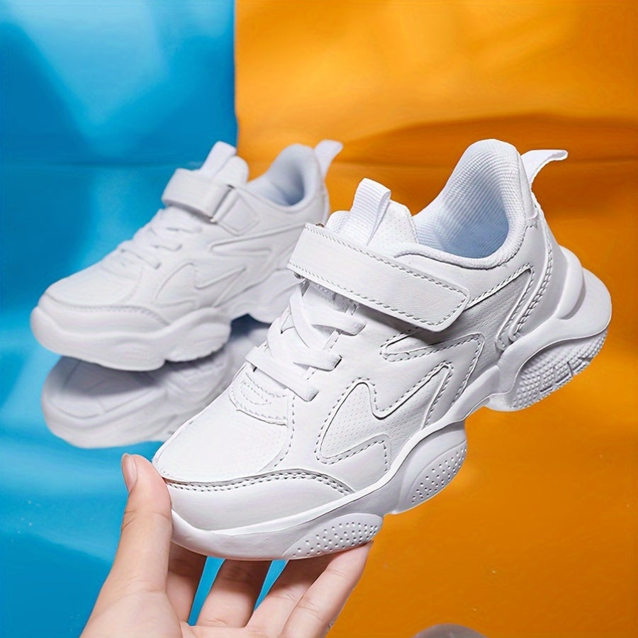 Boys Casual Sneakers Geometric Design Lightweight EVA Sole Breathable Fabric Outdoor Athletic Shoes