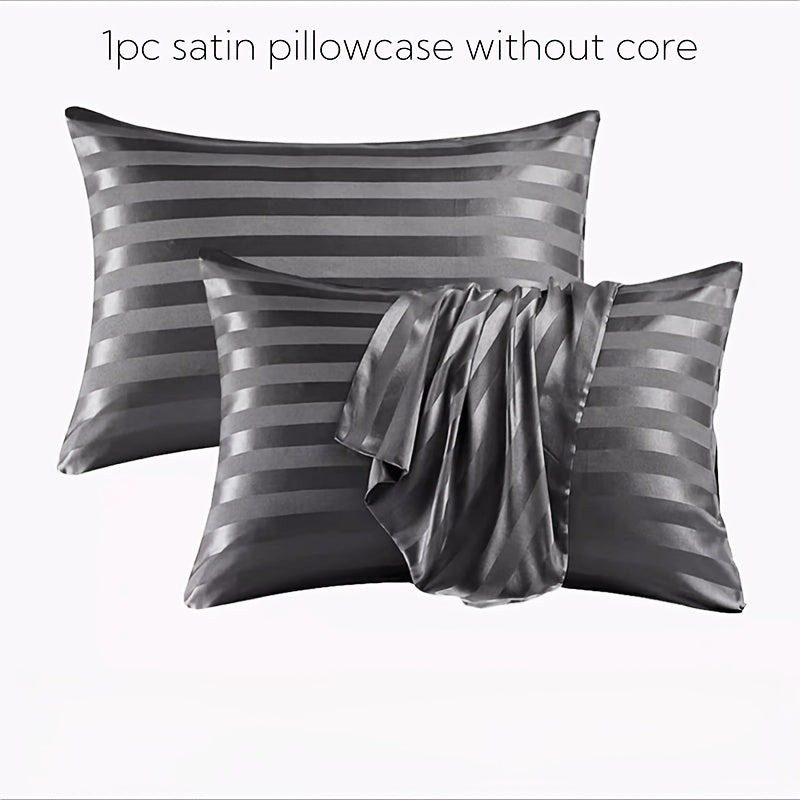 Soft Skin-Friendly Striped Satin Pillowcase with Flap Closure