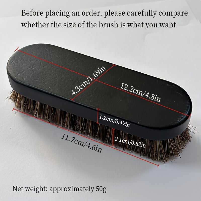 Unisex Solid Wood Horsehair Shoe Brush Oiling and Cleaning Tool