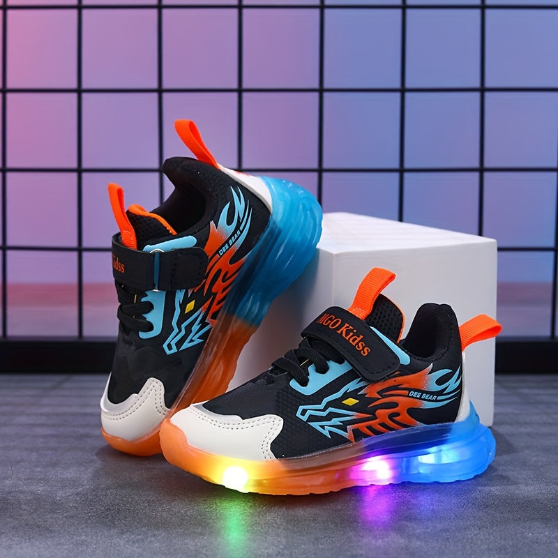 Детские кроссовки для мальчиков 2025 Весна Светодиодные повседневные спортивные туфли для детей от 1 до 9 лет