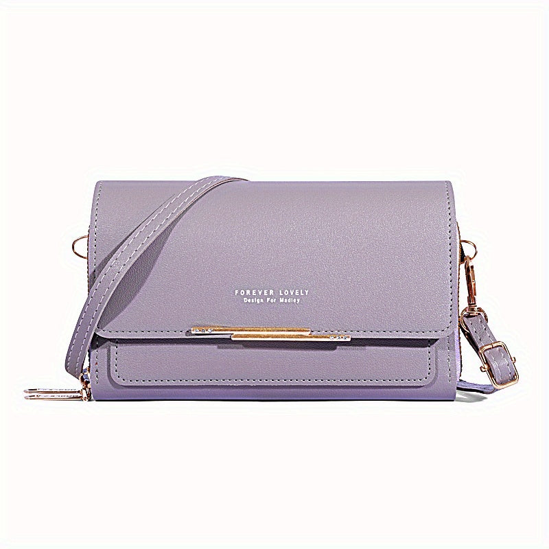 Women's Small Faux Leather Water-Resistant Shoulder Bag with Phone Card Wallet