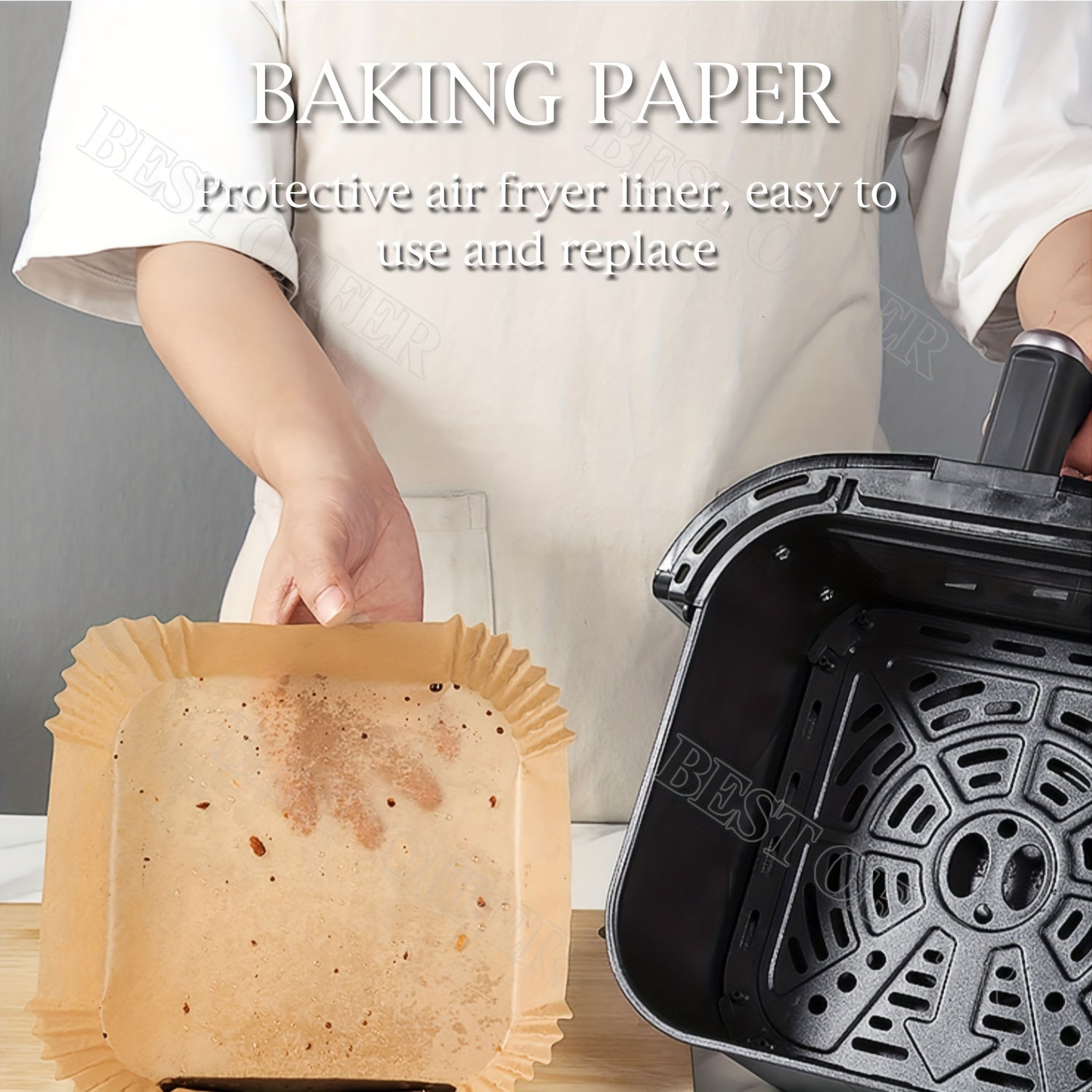 Disposable Square Air Fryer Paper Liners Non-Stick Baking 16cm 20cm