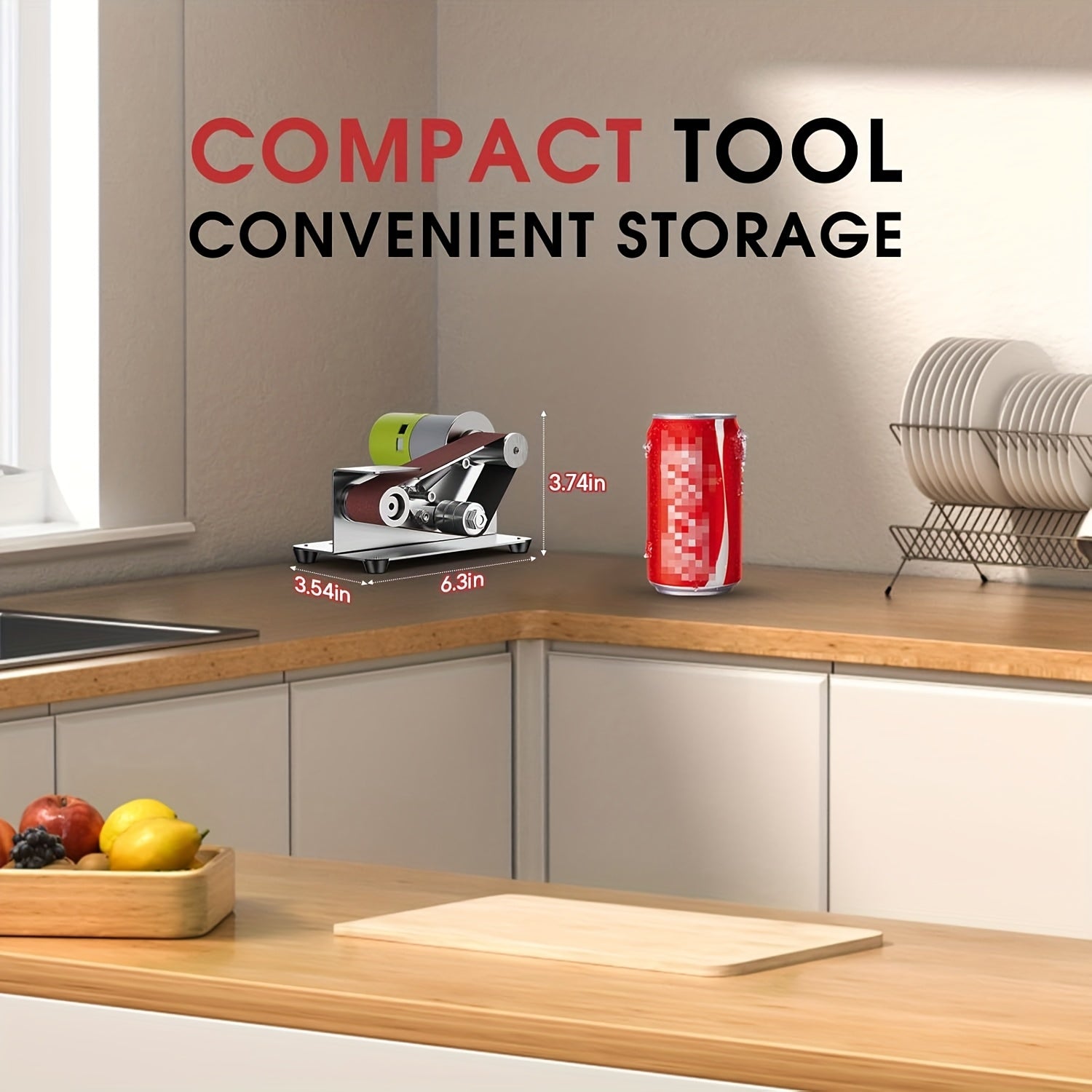 Mini Electric Belt Sander 7-Speed Control Stainless Steel Polishing Grinding Kit