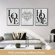 Scandinavian Black and White Canvas Wall Art Set Geometric Heart Modern Living Room Decor