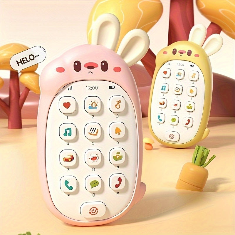 Baby Toy Bunny Shaped Mobile Phone Toy for Babies with Music and Biting Functions