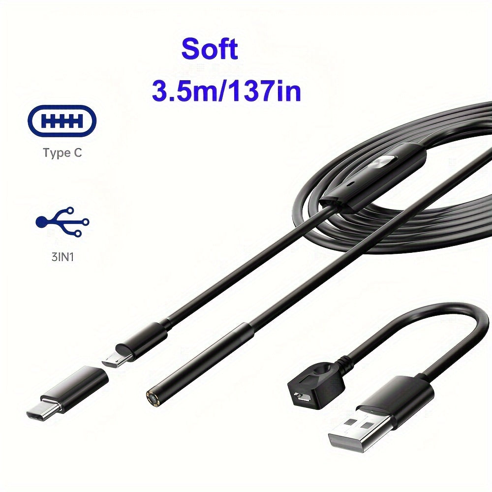 5.5mm Endoskop Kamera Type C Kabel bilan Android Windows Qurilmalari uchun 1m-10m Uzunlikda 480P Video Tekshiruvi