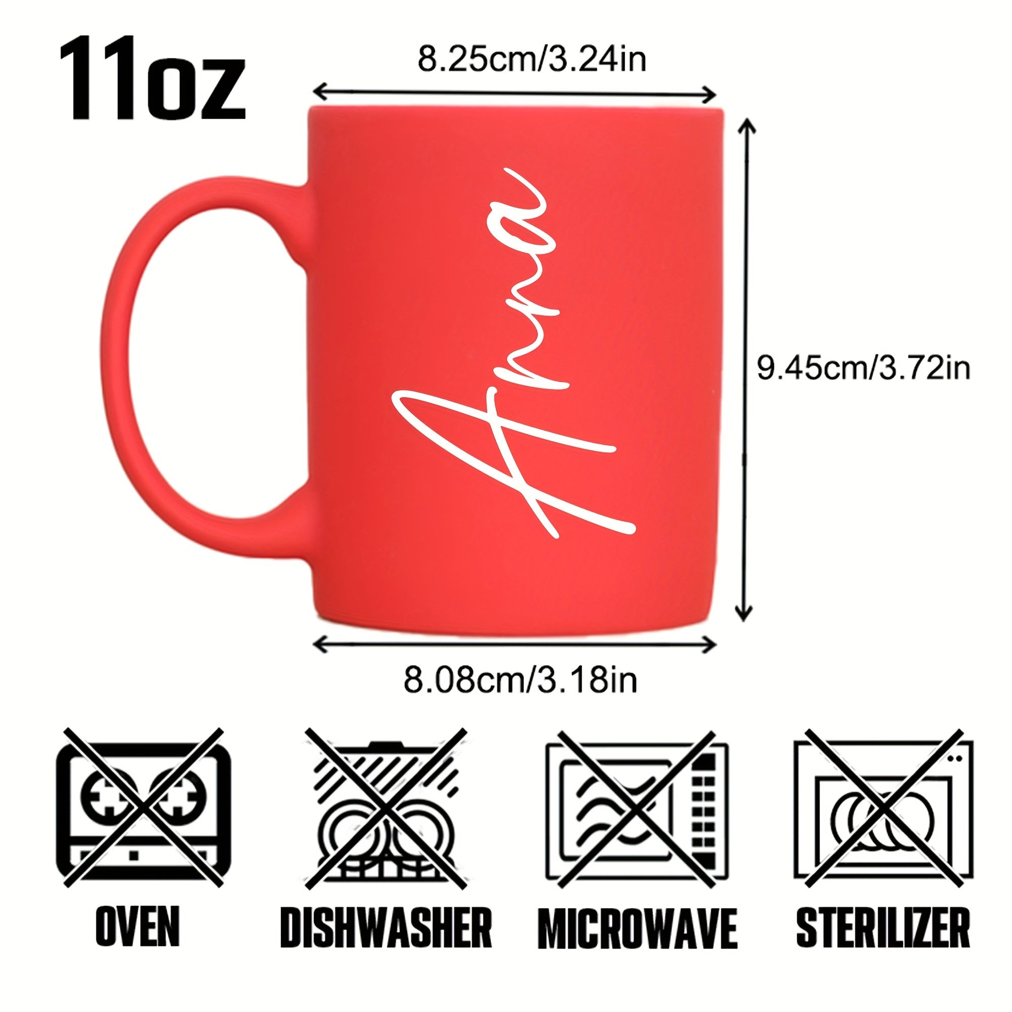 11oz Personalized Ceramic Coffee Mug Dishwasher Safe Microwave Safe Gift for Birthdays and Valentine's Day