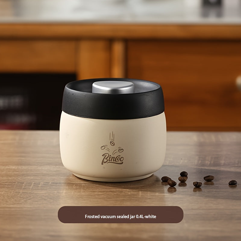 Stainless Steel Coffee Can Vacuum Sealed Airtight Storage Container Black White Beige