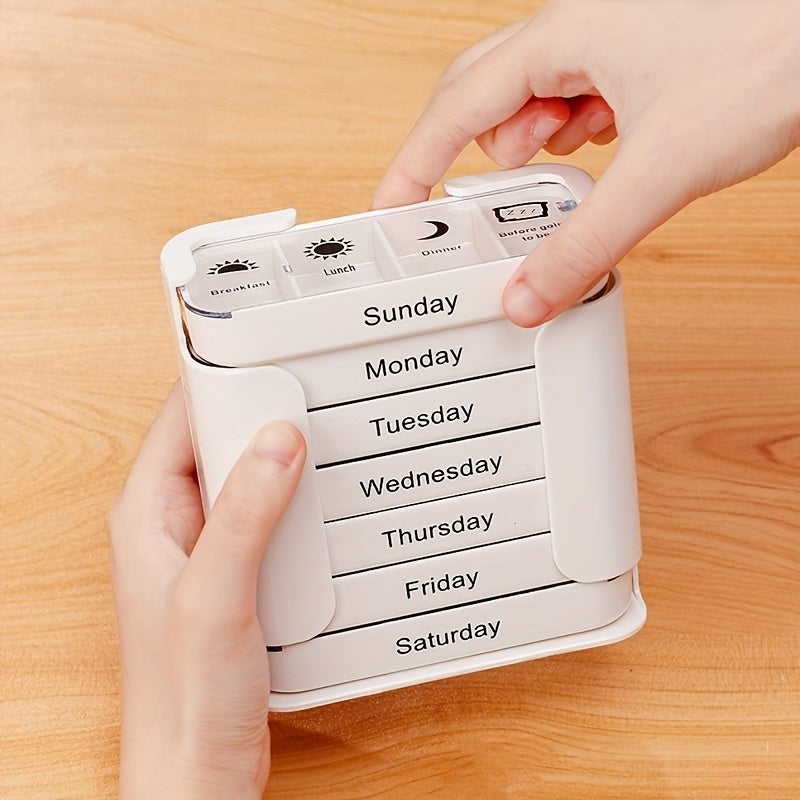 Large Capacity Pill Organizer for a Week with Daily Medication Compartments