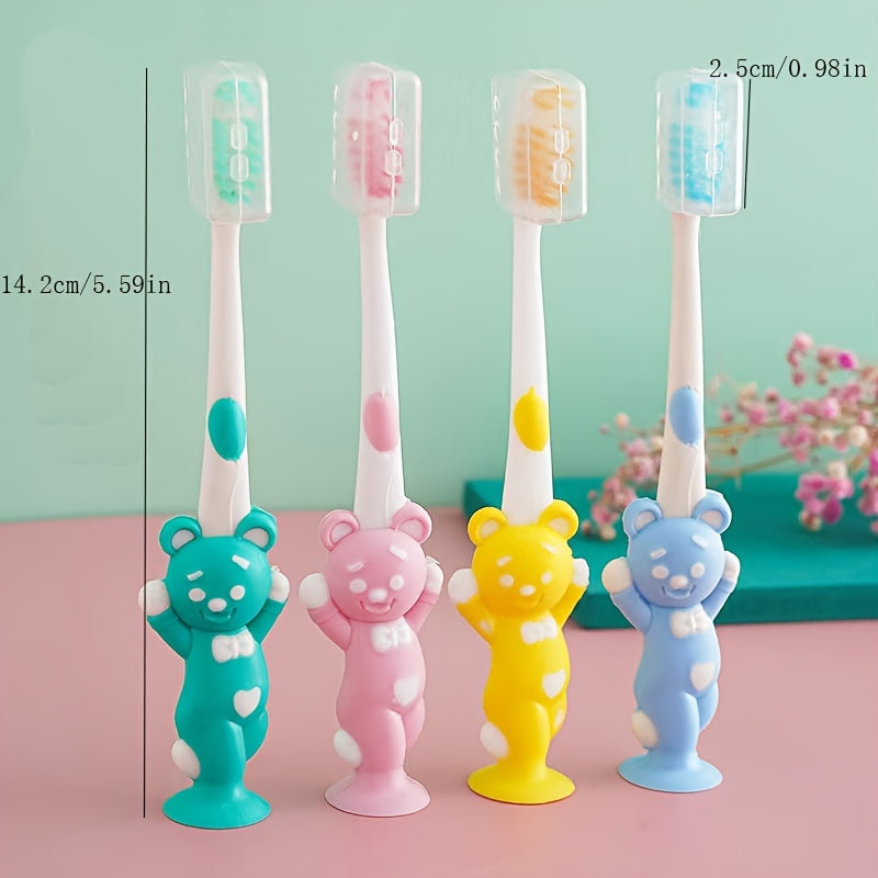 Set of 4 Cartoon Bear and Rabbit Toothbrushes Soft Bristles Small Head Unisex Adults