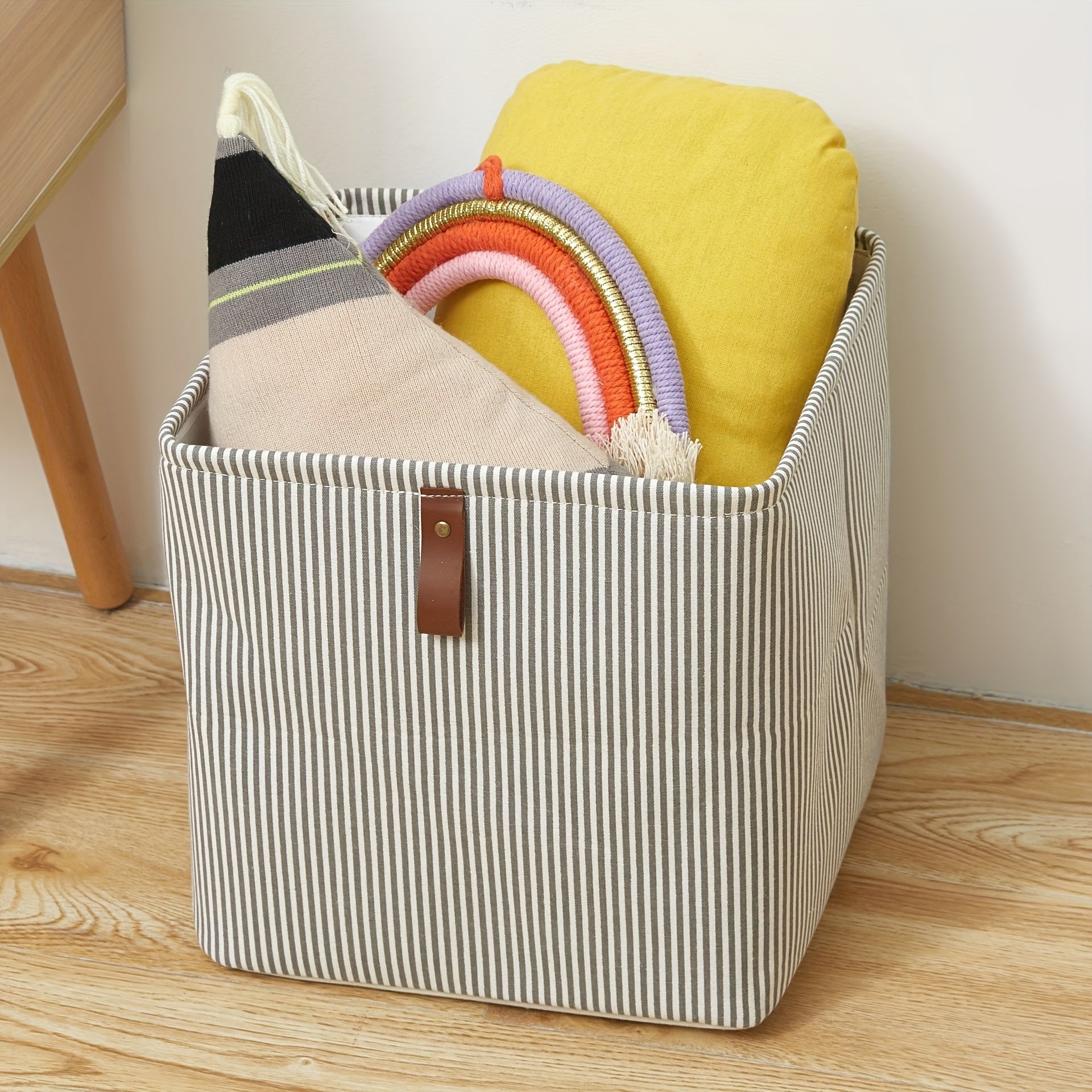 Foldable Cotton Linen Storage Box for Clothes Toys Underwear Square Laundry Basket