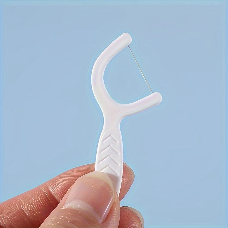 100 Pcs Dental Floss Picks Polyester Curved Design Deep Cleaning