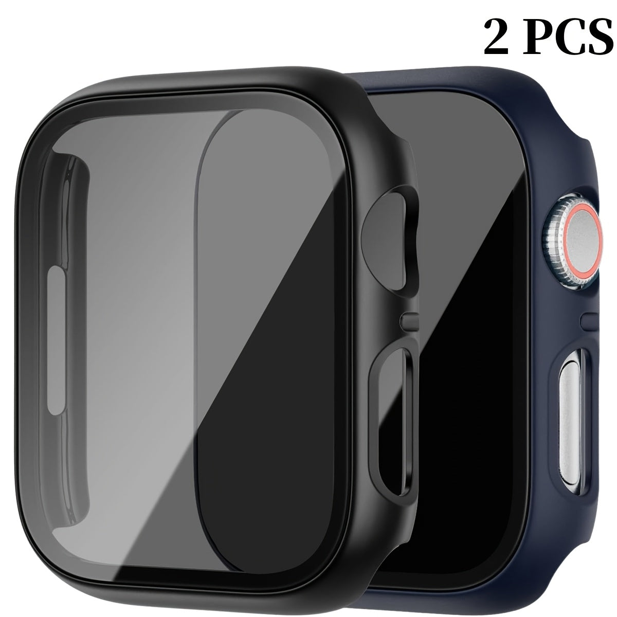 Black Apple Watch Case with 2 Ultra-Thin Tempered Glass Privacy Screen Protectors for Series 1-Ultra 38-49mm