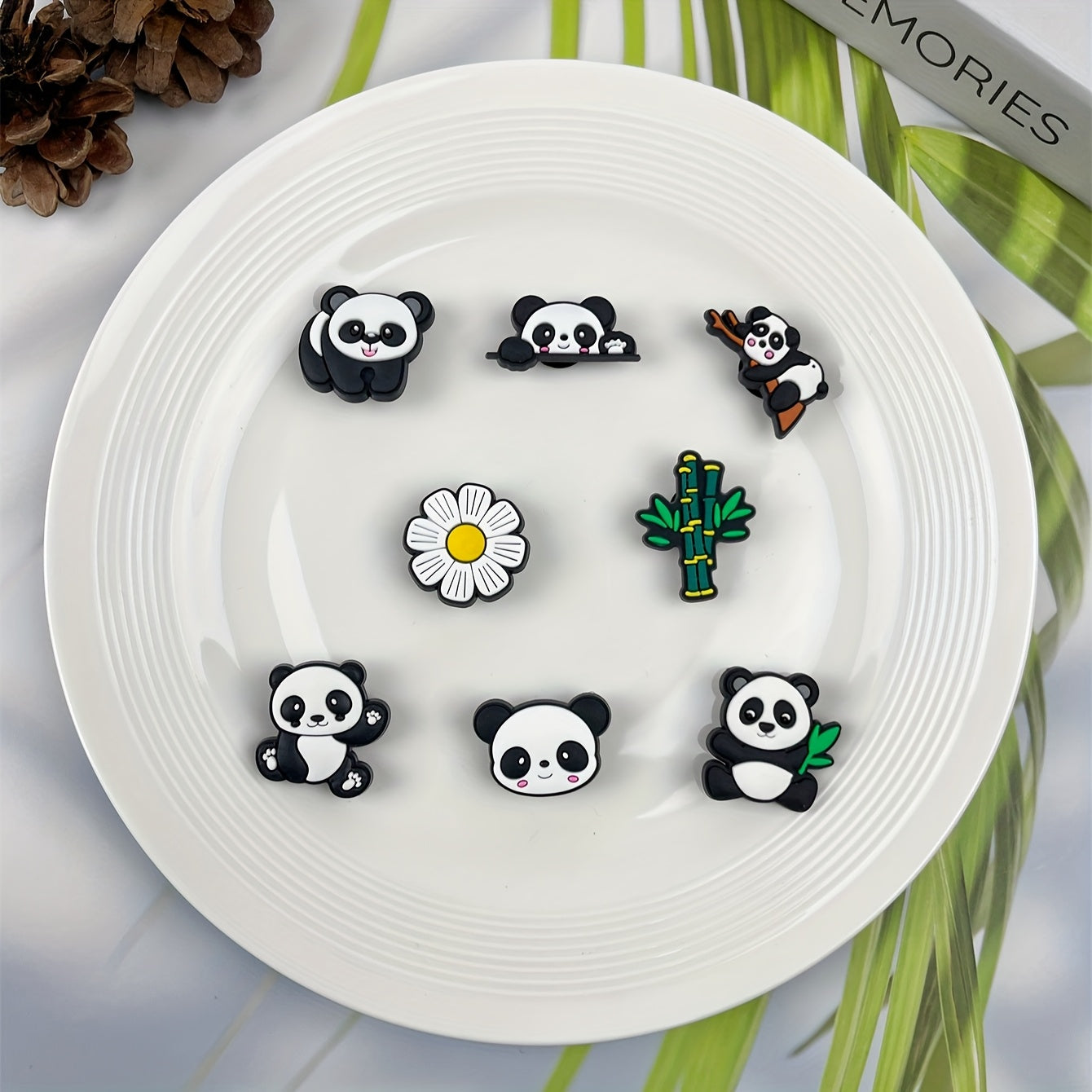 Animal Lovers DIY Panda Charm Set for Slippers and Jewelry, Non-Repetitive, Multiple Sizes
