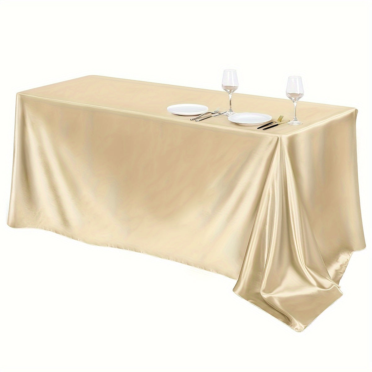 Luxury Satin Tablecloth for Wedding Banquet Rectangular Polyester 10-12 Seater