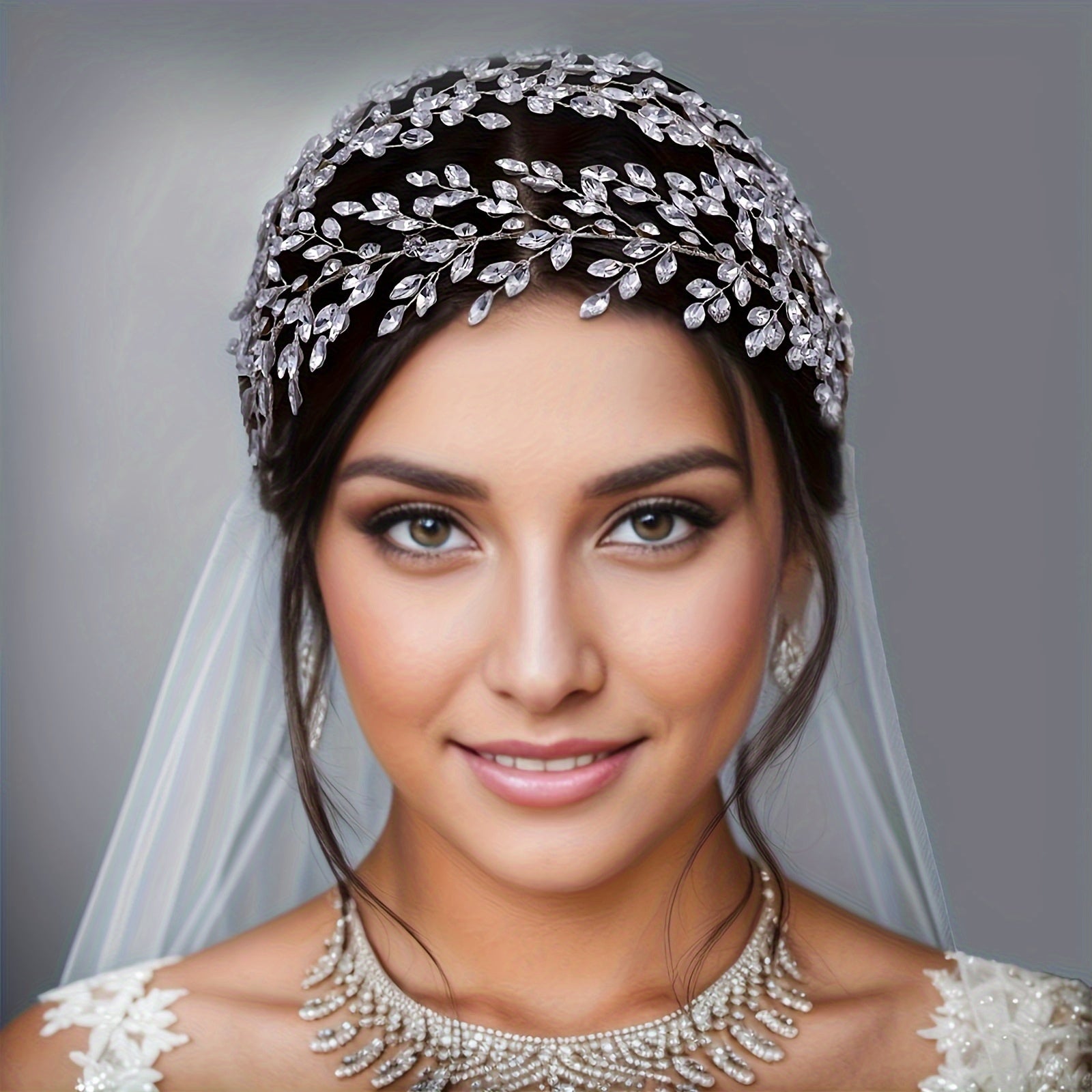 Qoʻlda tayyorlangan Bohemiya toʻy bosh bandi, olmosli toʻy soch aksessuari, ayollar uchun