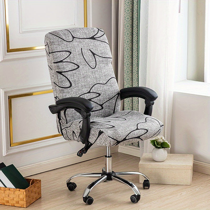 Washable Office Chair Cover with Zipper Soft Anti-Dust Spandex for Desk Chairs
