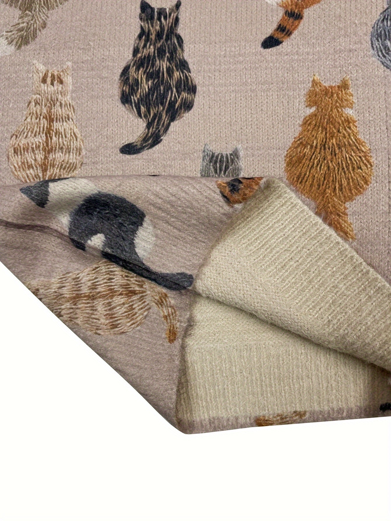 Women's Plus Size Woven Effect V-Neck Long Sleeve Cardigan Casual Sweater