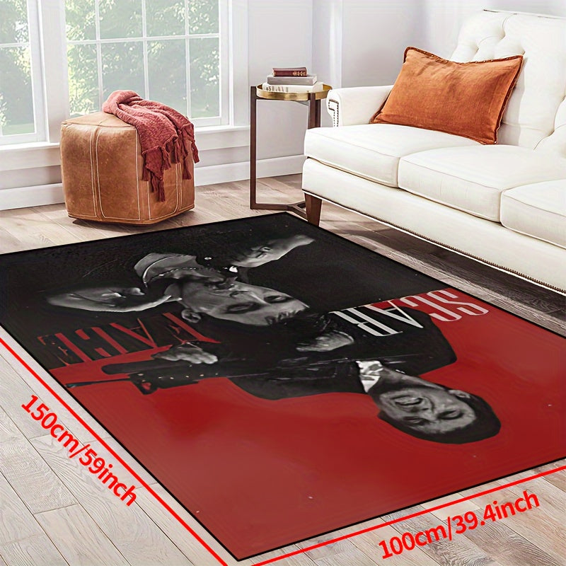 Scarred Man Cigar Gun Area Rug Non-Slip Washable Multiple Sizes