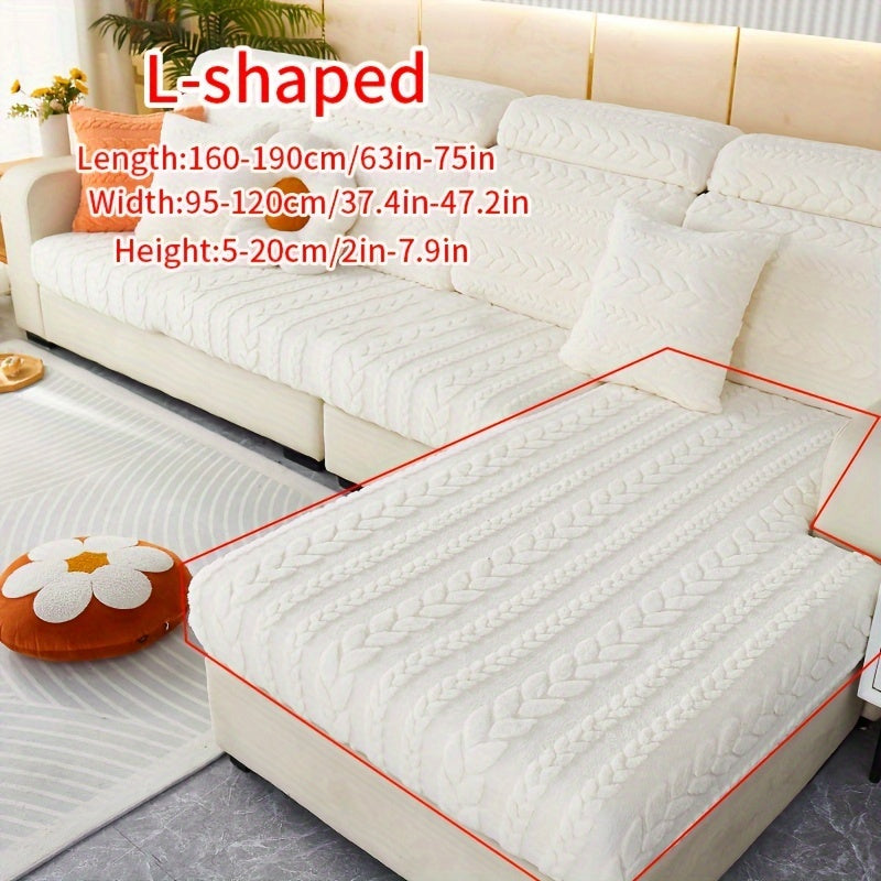 Wheat Sheaf Pattern Plush Sofa Cover Elastic Fit for 1-4 Seater Non-Slip Machine Washable