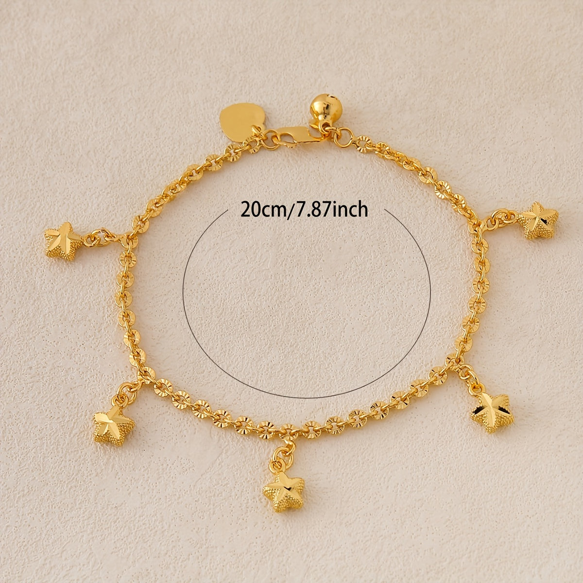 Gold Plated Copper Star Charm Bracelet Adjustable Chain Women Jewelry