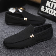 Men's Black Slip-On Loafers Non-Slip Durable Casual Outdoor Shoes