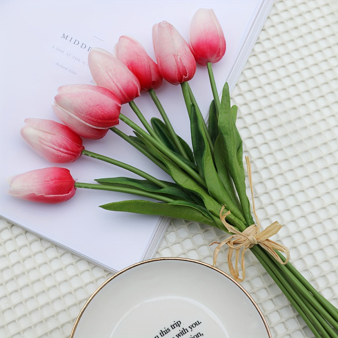 Sun'iy tulip gullari to'plami 9, 18 yoki 27 dona, uy ofisi bezatish, to'ylar, partiyalar, sovg'alar uchun