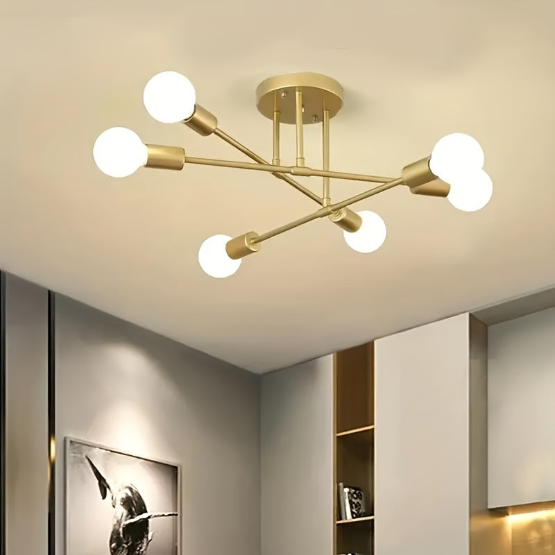 Modern Satellite Chandelier with 6 E27 Bulb Sockets for Bedrooms Dining Rooms Kitchen Offices