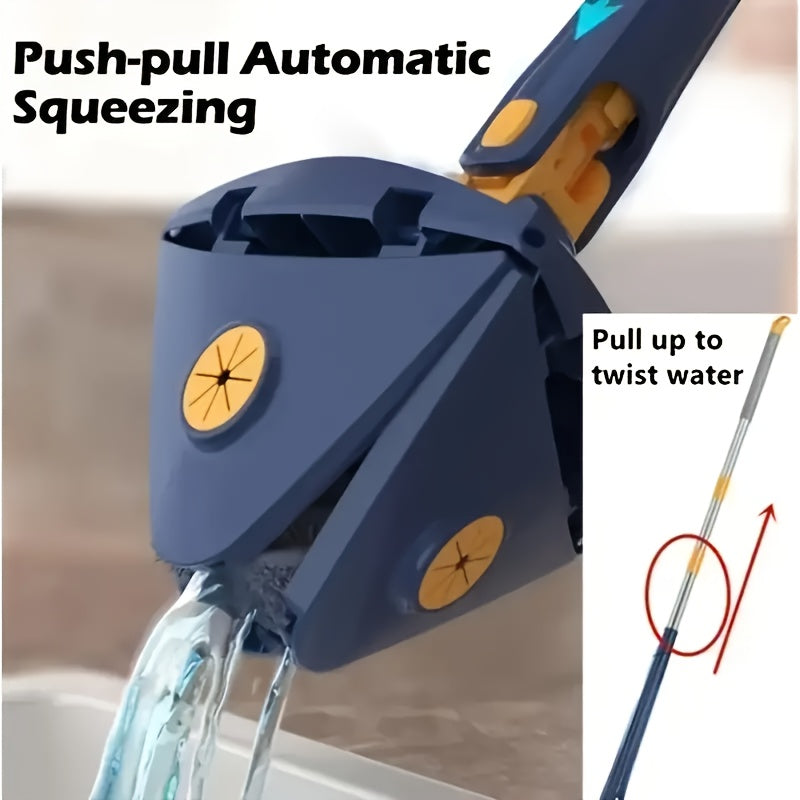 Triangular 360° Rotating Mop with Long Handle for Wet and Dry Floor Cleaning