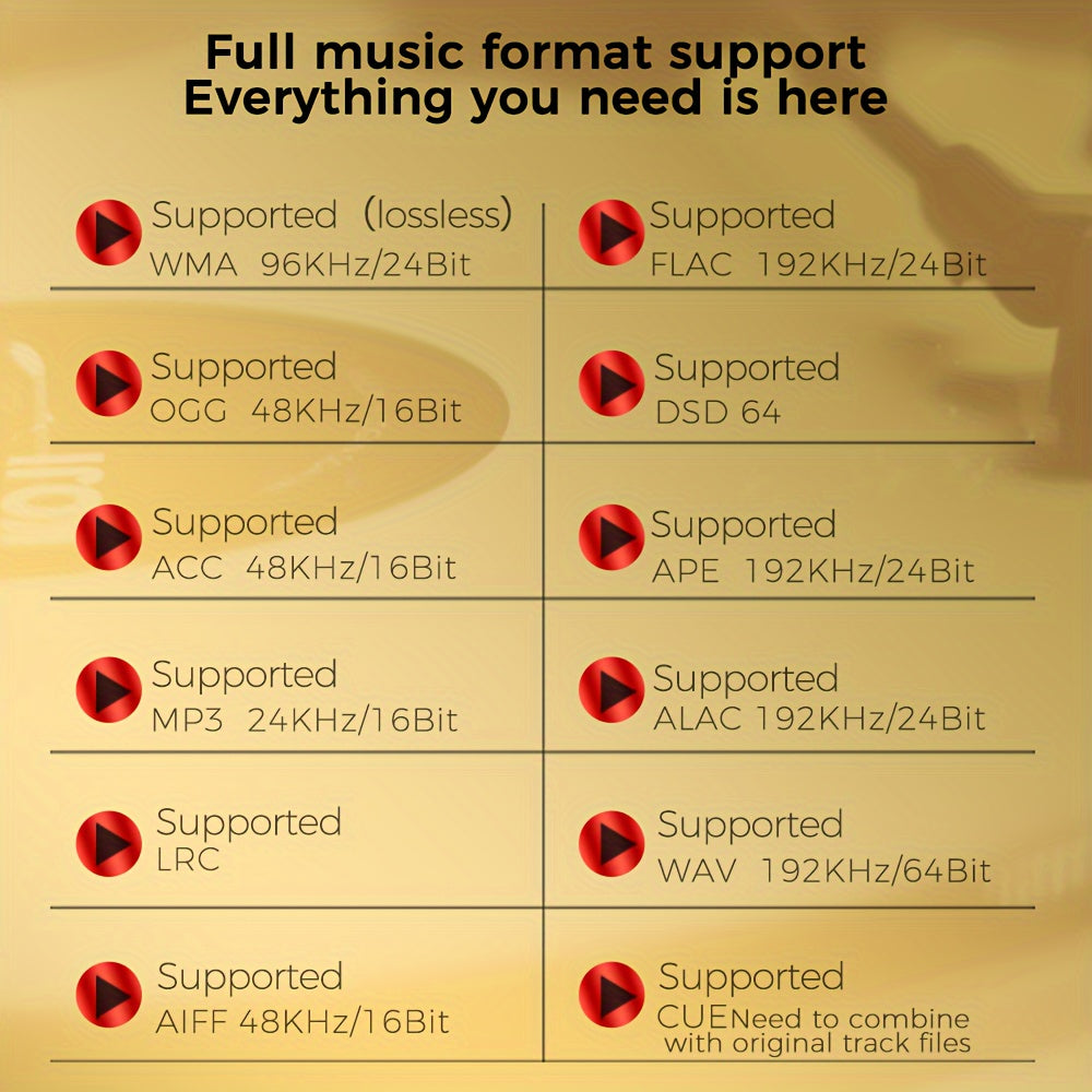 72GB High-Fidelity Lossless Music Player Wireless Zinc Alloy Compact with FM Radio Voice Recorder