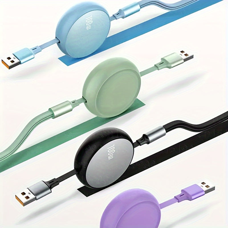 Retractable USB Charging Cable 100W Fast Charging 6A Data Sync 480Mbps