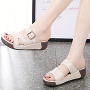 Women's Wedge Slide Sandals Open Toe Buckle Casual Summer