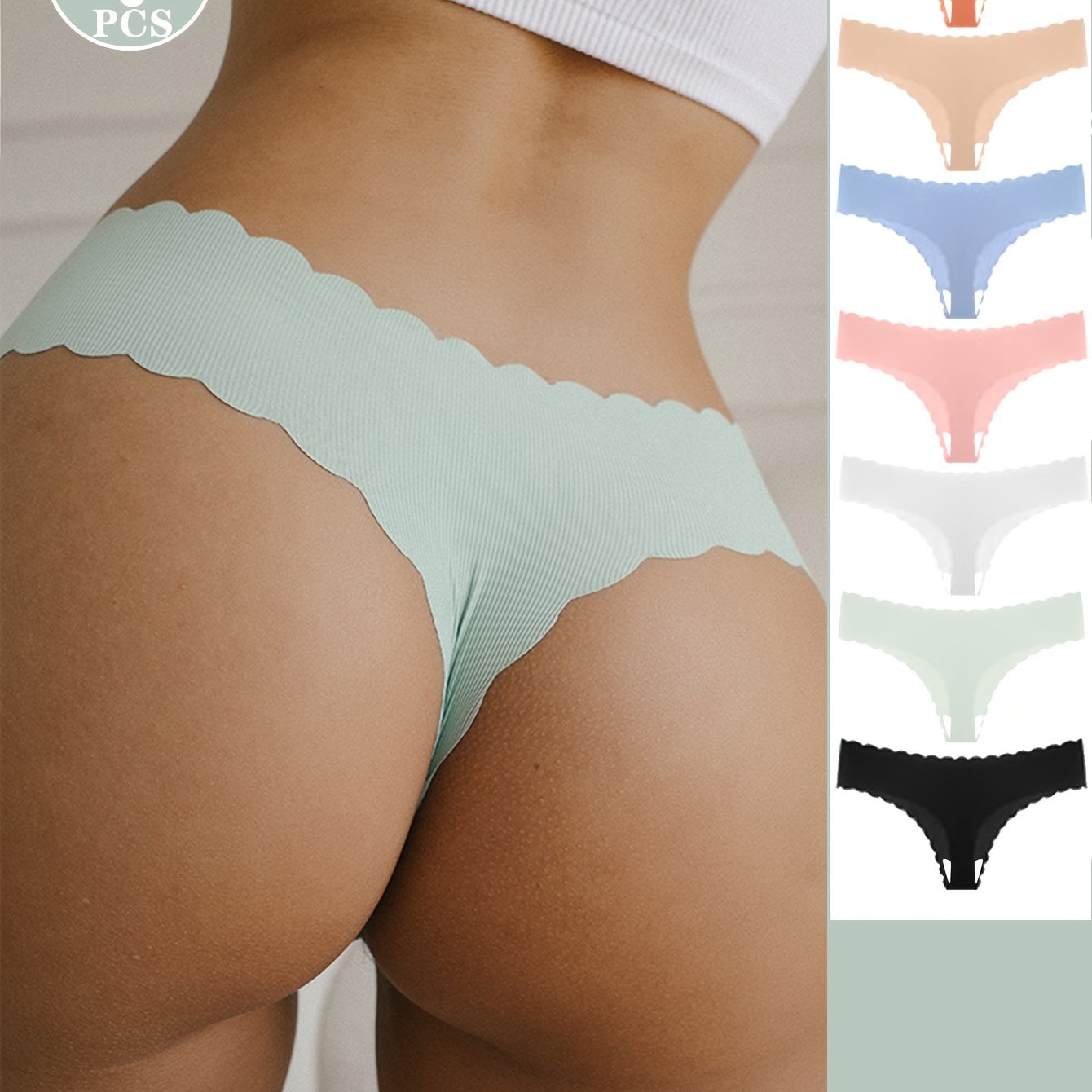 7-to'plam ayollar uchun past belli nylontan elastanli tanga, qirqilgan tafsilotlar va tez quriydigan mato bilan