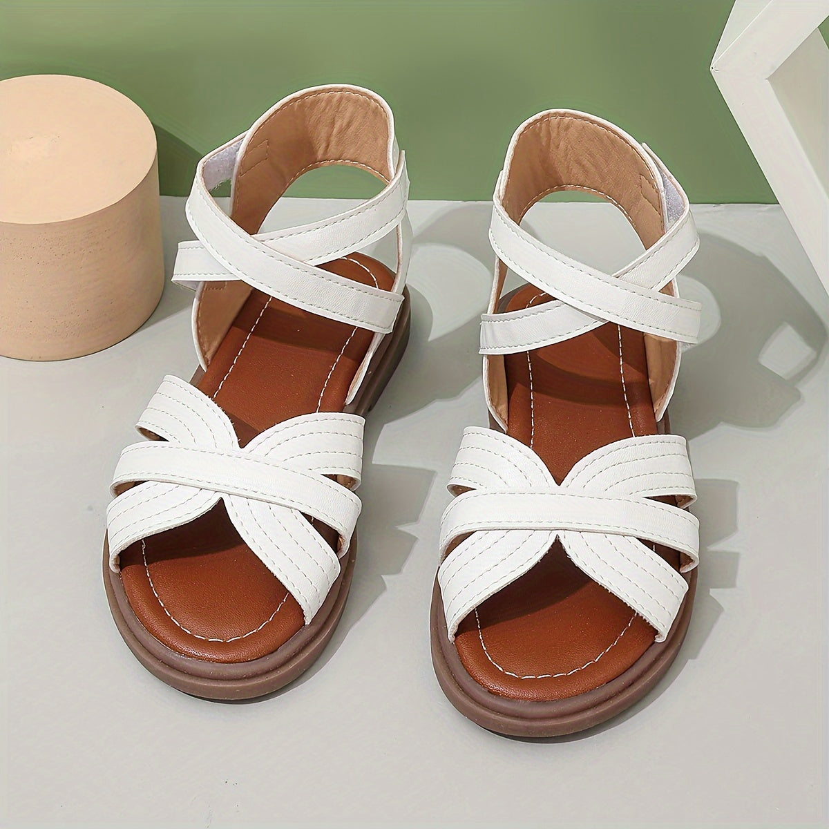 Girls Summer Open Toe Sandals Breathable Non Slip Solid Color Casual Beach Shoes