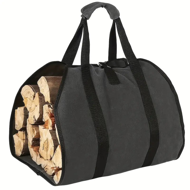 Heavy Duty Firewood Carrier Bag with Handles for Camping and Fireplace Storage