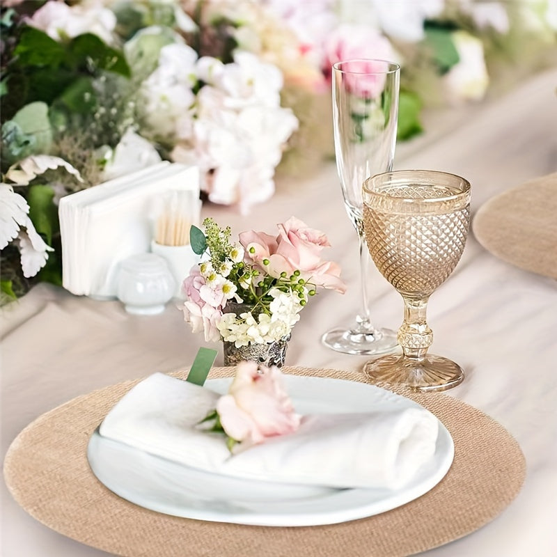 10-ta qutilik dumaloq burlap stol matlari Ekologik toza, chidamli 29.97cm, uy va tadbirlar uchun