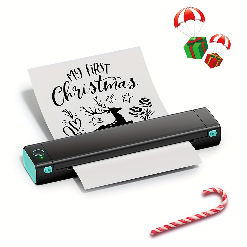 Impresora térmica portátil A4 en blanco y negro, inalámbrica, recargable, para etiquetas