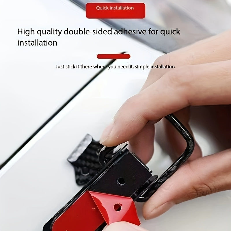 2 Pack Car Bumper Clips Carbon Fiber Pattern Lock Fixed Pull Buckle Safety Hooks for Car and Truck