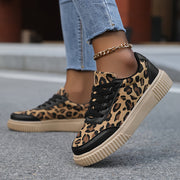 Leopard Print Women's Canvas Sneakers Flat Comfortable All-Season EVA Sole