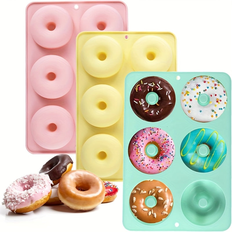 Silicone Donut Molds Non-Stick Baking Tools for Cookies Cakes and Bagels Multiple Colors